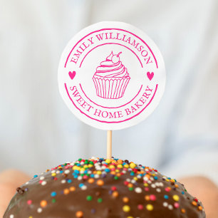 Homemade Cupcake Bakery Logo & Name Personalized Permastempel