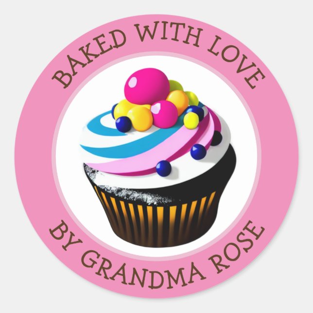 Homemade Cupcake | Personalisierte Lebensmittelken Runder Aufkleber (Vorderseite)