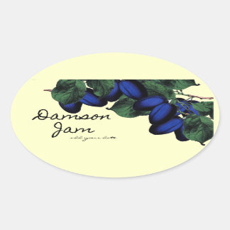 Homemade Damson-Jam-Label Ovaler Aufkleber