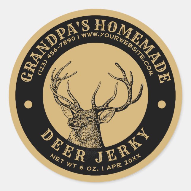 Homemade Deer Jerky Label Template Round Aufkleber (Vorderseite)
