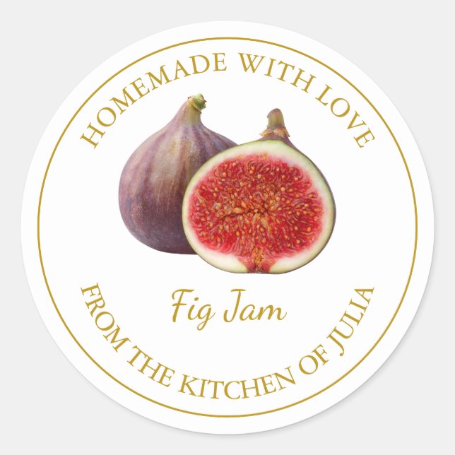 Homemade Fig-Jam-Label | weiß Runder Aufkleber (Vorderseite)