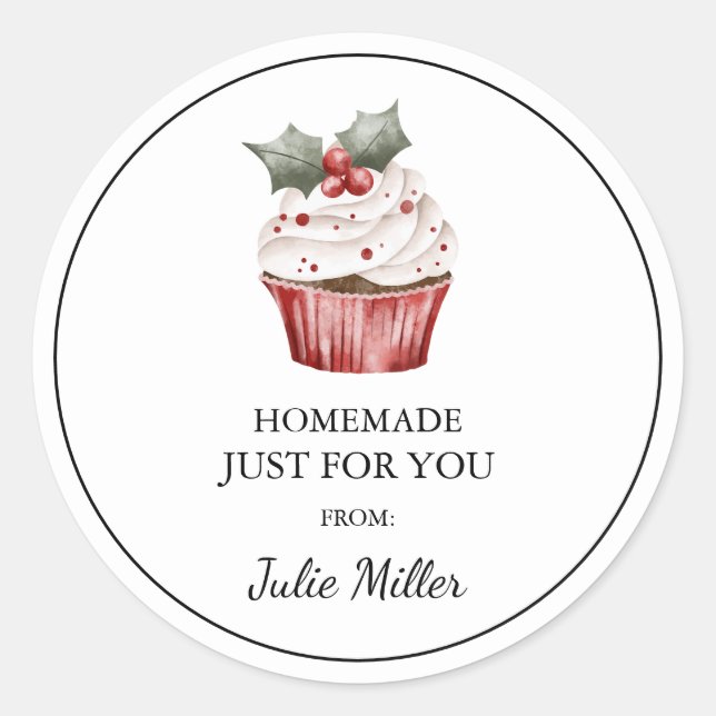 Homemade für Sie Weihnachts-Kuchen-Label Runder Aufkleber (Vorderseite)