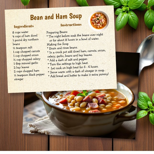 Homemade Ham and Bean Soup Recipe Postkarte (Von Creator hochgeladen)