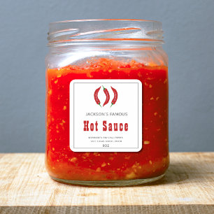 Homemade Hot Sauce Chili Sauce Label Quadratischer Aufkleber