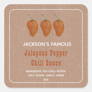 Homemade Hot Sauce Jalapen Pepper Chili Sauce Quadratischer Aufkleber
