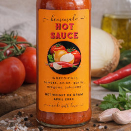 Homemade hot sauce orange label adressaufkleber