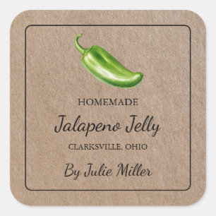Homemade Jalapeno Jelly Square Kraft Papier Label Quadratischer Aufkleber