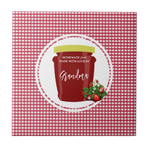 Homemade Jam Red and White Gingham Editable Label Fliese