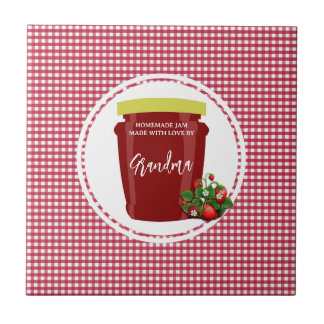 Homemade Jam Red and White Gingham Editable Label Fliese