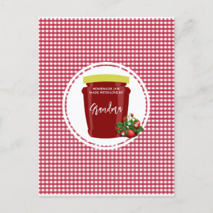 Homemade Jam Red und White Gingham Editable Postkarte