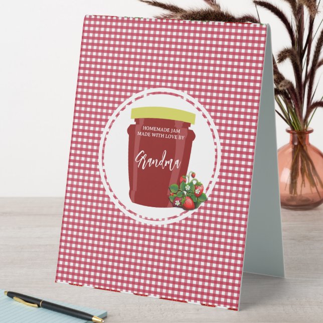 Homemade Jam Red und White Gingham Editable Tischaufsteller (In Situ (Tisch))