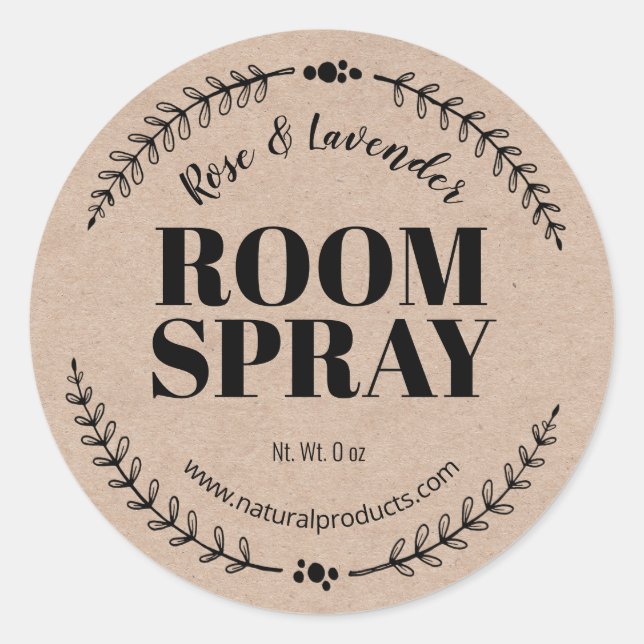 Homemade Kraft Air Freshener Room Spray Labels Runder Aufkleber (Vorderseite)