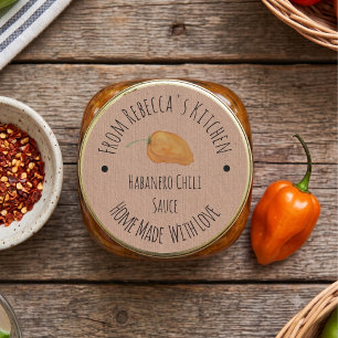 Homemade Kraft Paper Habanero Chili Sauce Runder Aufkleber