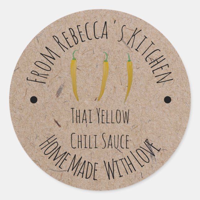 Homemade Kraft Paper | Thai Yellow Chili Sauce Runder Aufkleber (Vorderseite)