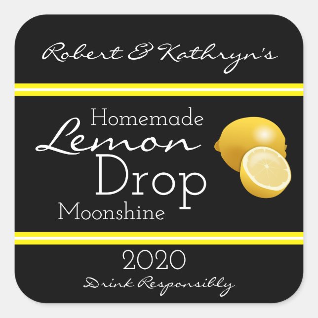 Homemade Lemon Drop Moonshine Personalisiert Quadratischer Aufkleber (Vorderseite)