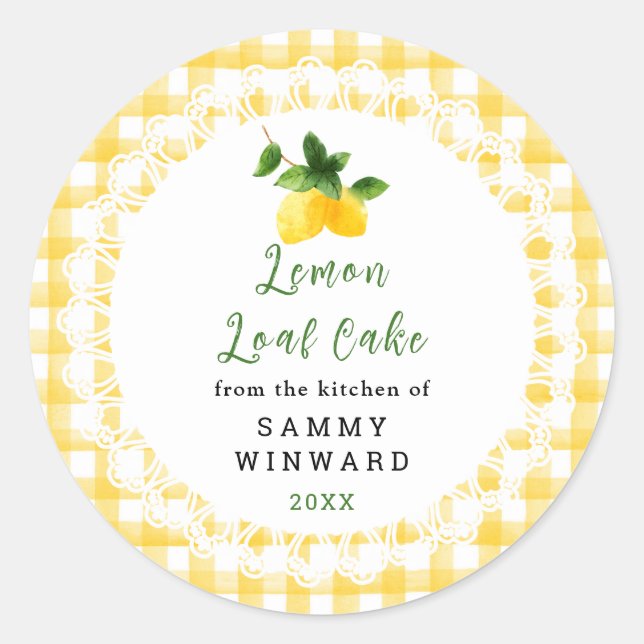 Homemade Lemon Loaf Cake Label Runder Aufkleber (Vorderseite)