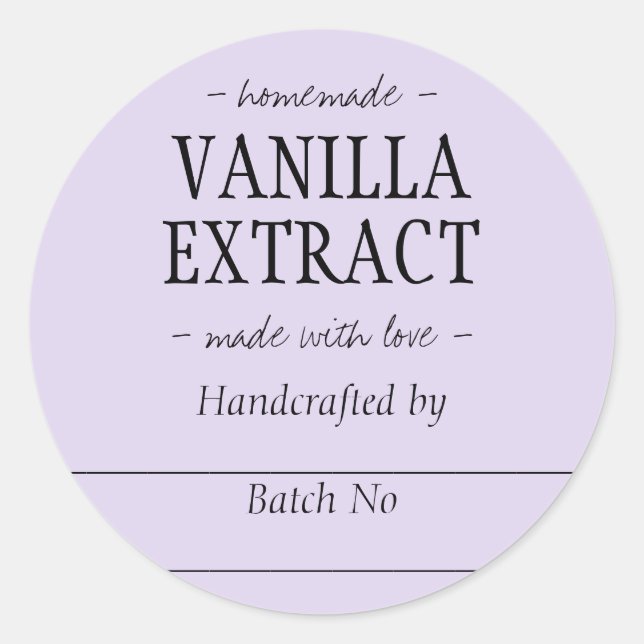 Homemade Lilac Vanilla Extract Kitchen Jar Runder Aufkleber (Vorderseite)
