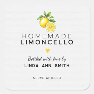Homemade Limoncello Personalisiert Flaschen Quadratischer Aufkleber