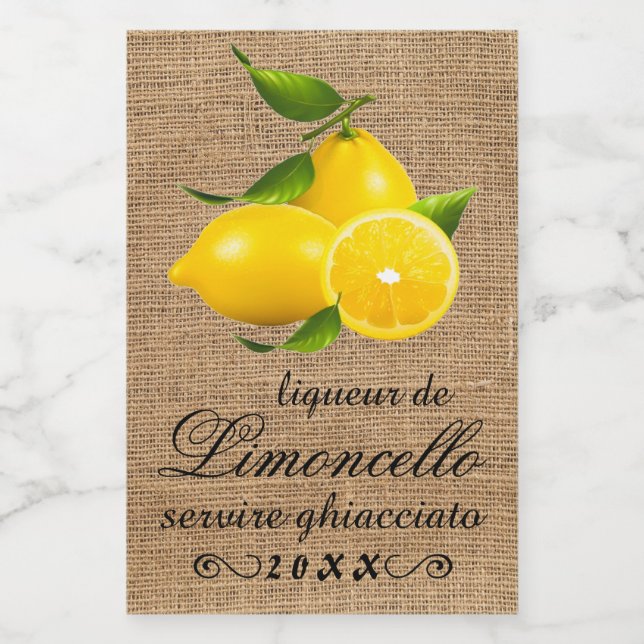 Homemade Limoncello Small Bottle Label | Lebensmitteletikett (Einzelnes Label)