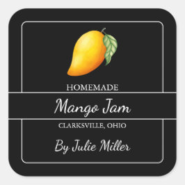 Homemade Mango Jam Square Black Quadratischer Aufkleber