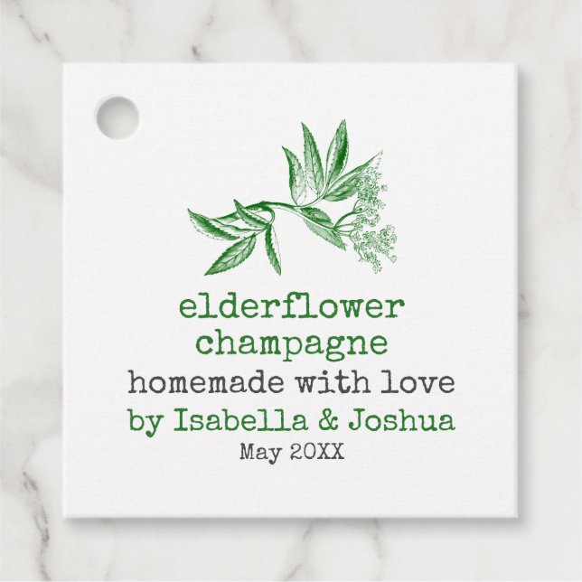 Homemade mit Liebe Elderflower Chanpagne Label (Vorderseite)