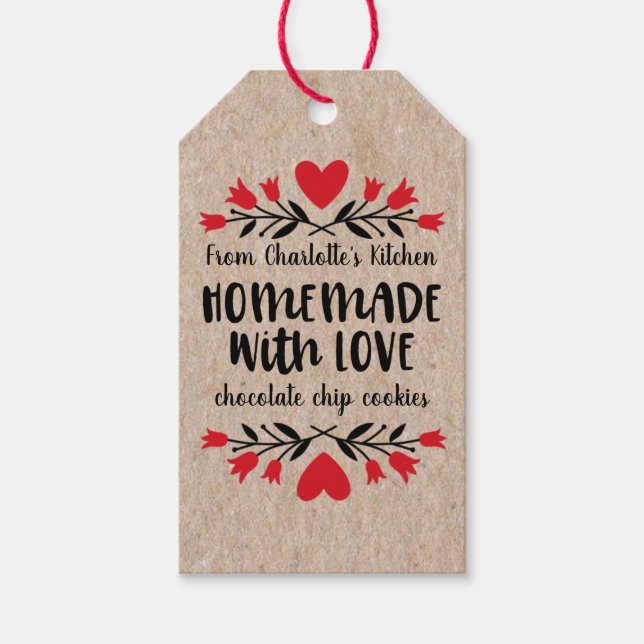 Homemade mit Liebe Kraft Heart Gift Tag Geschenkanhänger (Vorderseite)