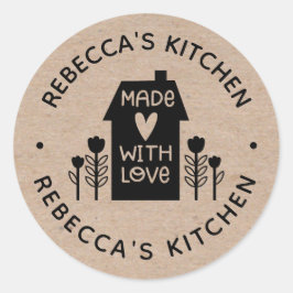 Homemade mit Liebe Kraft Runder Aufkleber