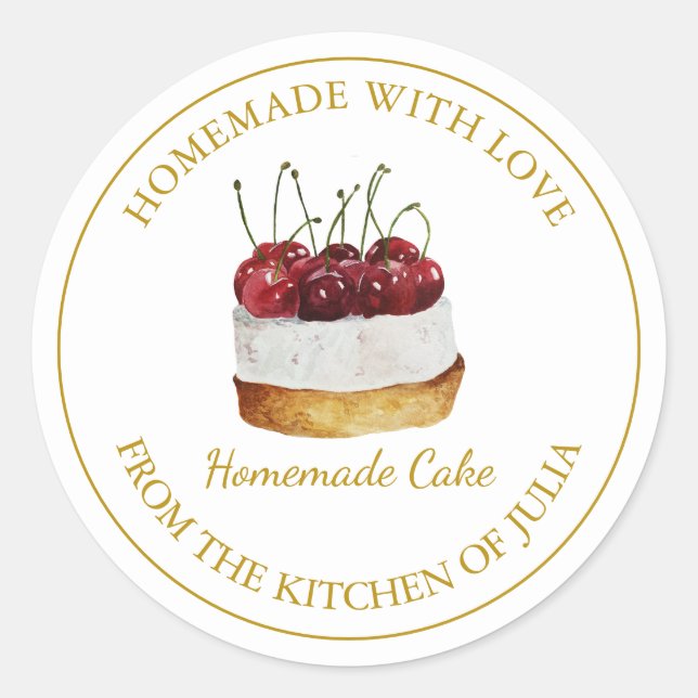 Homemade mit Liebe-Kuchen-Label | weiß Runder Aufkleber (Vorderseite)
