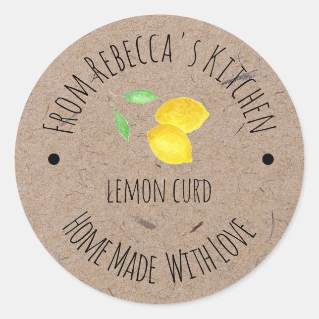 Homemade mit Liebe Lemon Curd-Label Runder Aufkleber (Vorderseite)