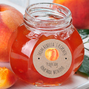 Homemade mit Liebe Peach-Jam-Label Runder Aufkleber