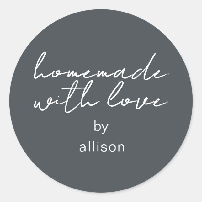 Homemade mit Liebe Personalisiert Off-Black Gesche Runder Aufkleber (Vorderseite)