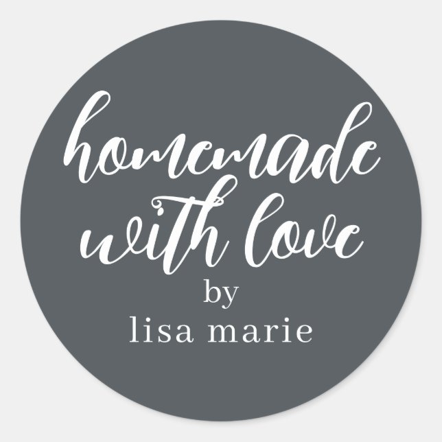 Homemade mit Liebe Personalisiert Off-Black Gesche Runder Aufkleber (Vorderseite)