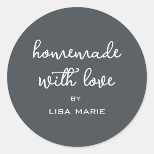 Homemade mit Liebe Personalisiert Off-Black Gesche Runder Aufkleber