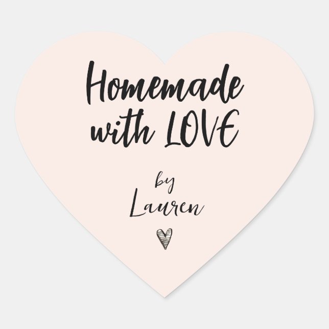 HOMEMADE mit LIEBE Pink und Schwarz Herzsticker Herz-Aufkleber (Vorderseite)