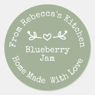 Homemade mit Liebe Sage Green Jam Canning Label Runder Aufkleber