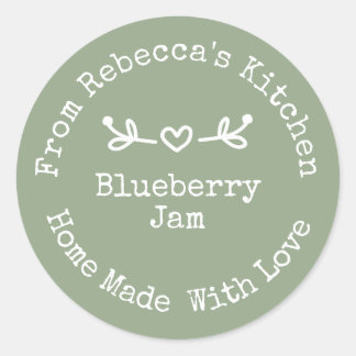 Homemade mit Liebe Sage Green | Jam Canning Label Runder Aufkleber