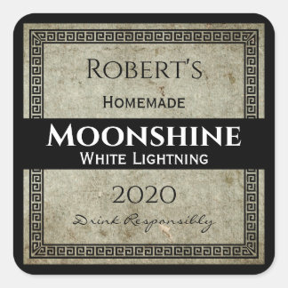 Homemade Moonshine Personalisiert Quadratischer Aufkleber