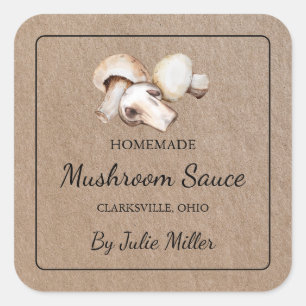 Homemade Mushroom Sauce Square Kraft Paper Label Quadratischer Aufkleber