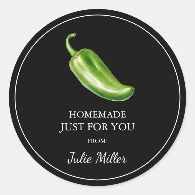 Homemade nur für Sie jalapeno-Label Runder Aufkleber (Vorderseite)