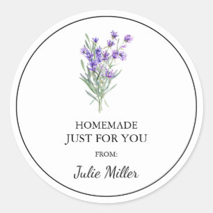 Homemade nur für Sie Lavendel-Label Runder Aufkleber