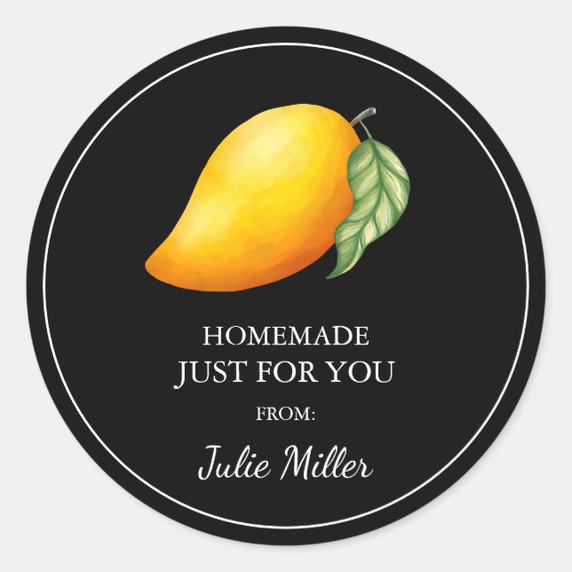 Homemade nur für Sie Mango-Label Runder Aufkleber (Vorderseite)