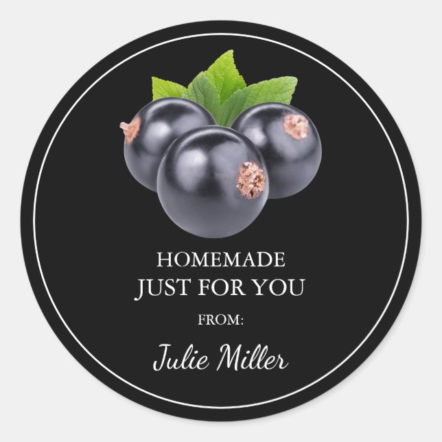 Homemade nur für Sie schwarze Johannisbeere Runder Aufkleber (Vorderseite)