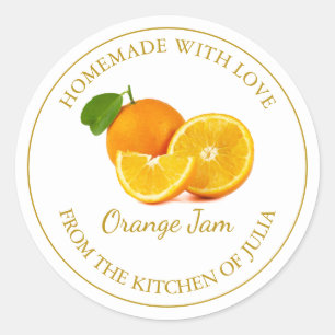 Homemade Orange Jam Label   weiß Runder Aufkleber