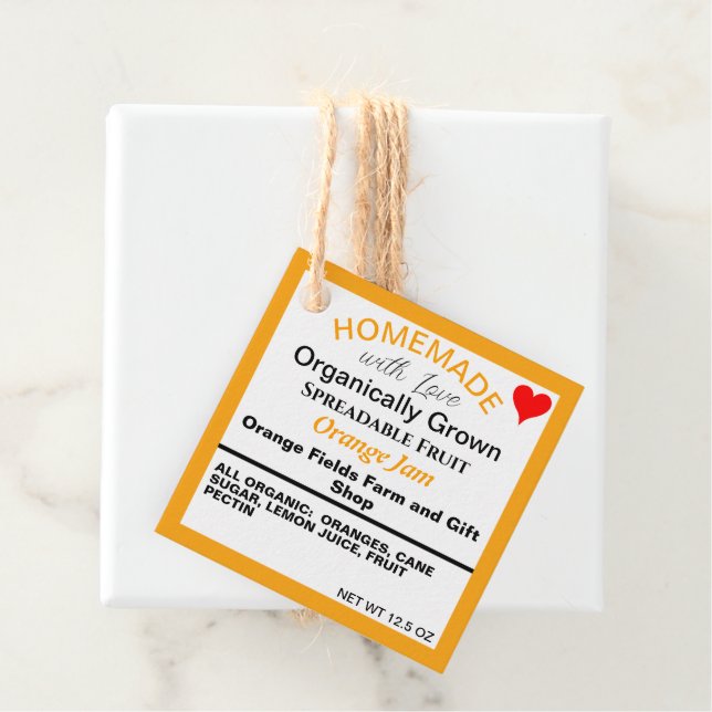 Homemade Orange Jam QR Code Geschenkanhänger (Beispiel)