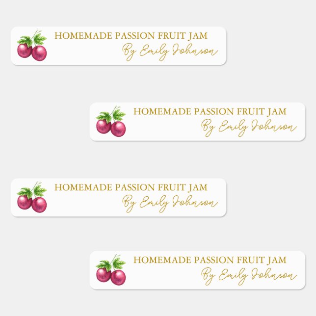 Homemade Passion Fruit Jam Thin Label Etiketten (Gruppe)