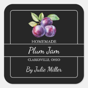 Homemade Plam Square Black Quadratischer Aufkleber