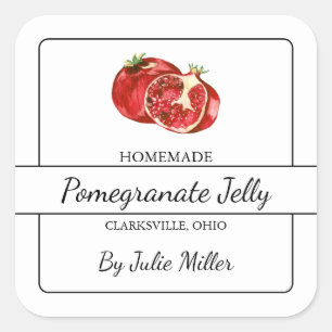 Homemade Pomegranate Jelly Square Label Quadratischer Aufkleber
