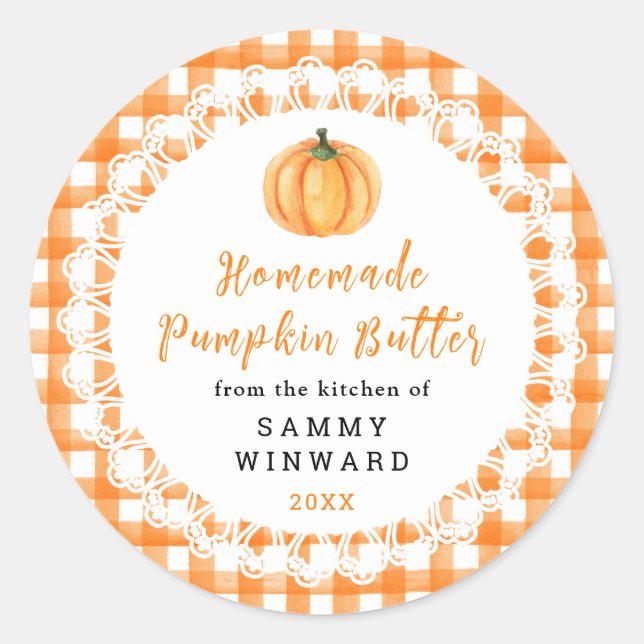 Homemade Pumpkin Butter Label Runder Aufkleber (Vorderseite)
