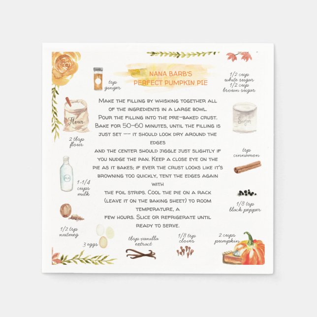 Homemade Pumpkin Pie | Erntedank Friendsgiving Serviette (Vorderseite)