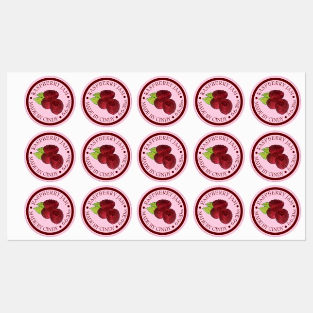 Homemade Raspberry Jam Jelly behält sich vor von Etiketten (Blatt)